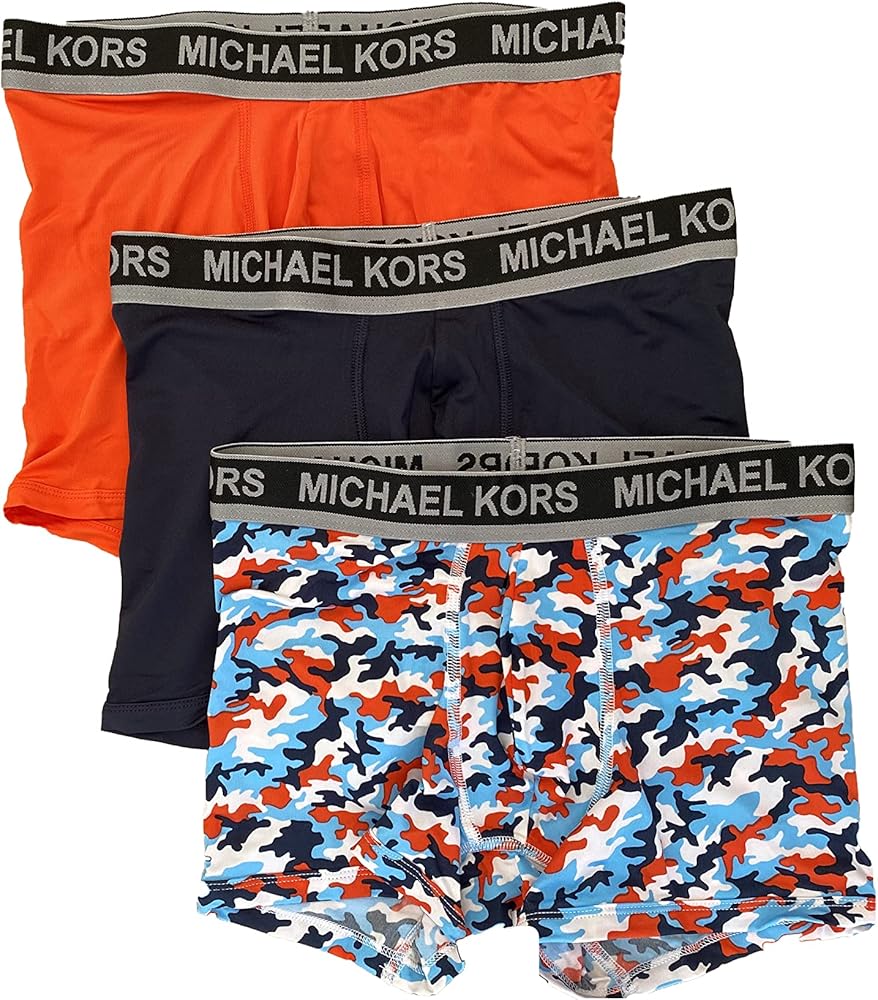 Michael Kors Men`s Performance Poly Logo Band Boxer Briefs 3 Pack (Black(9S21X10953)/O_B, Medium)