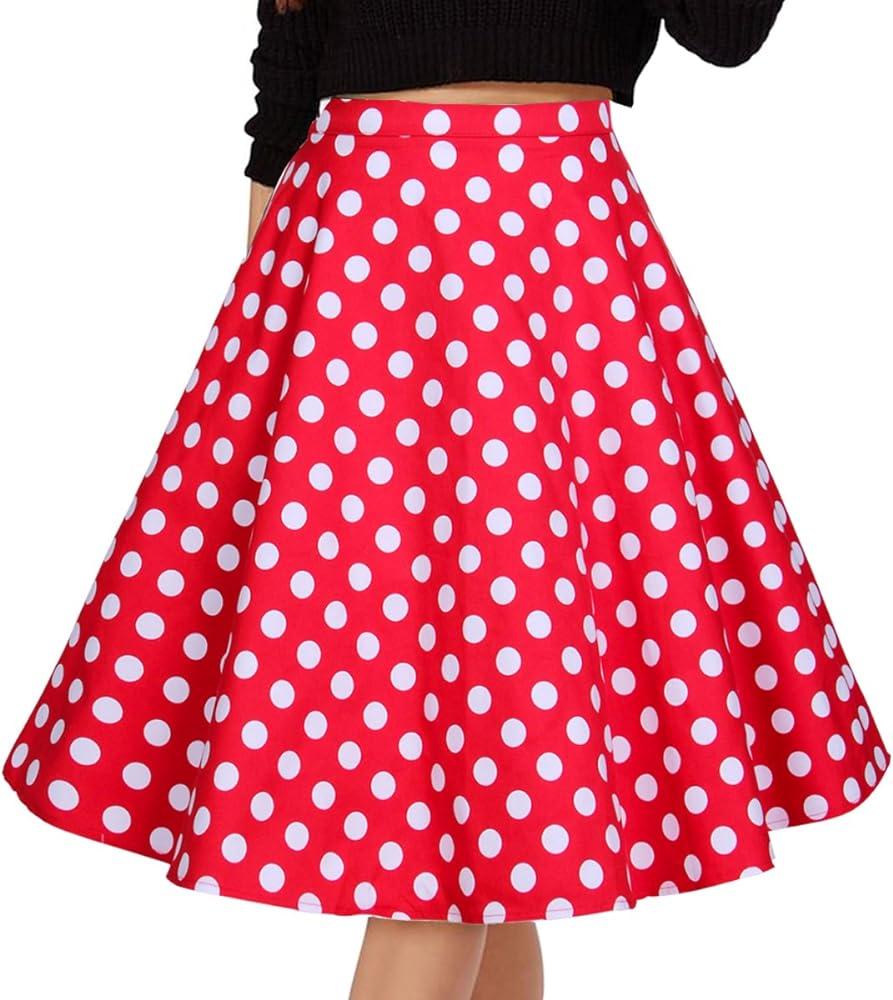 Women's Pleated Vintage Skirts Floral Print Casual Midi Skirt