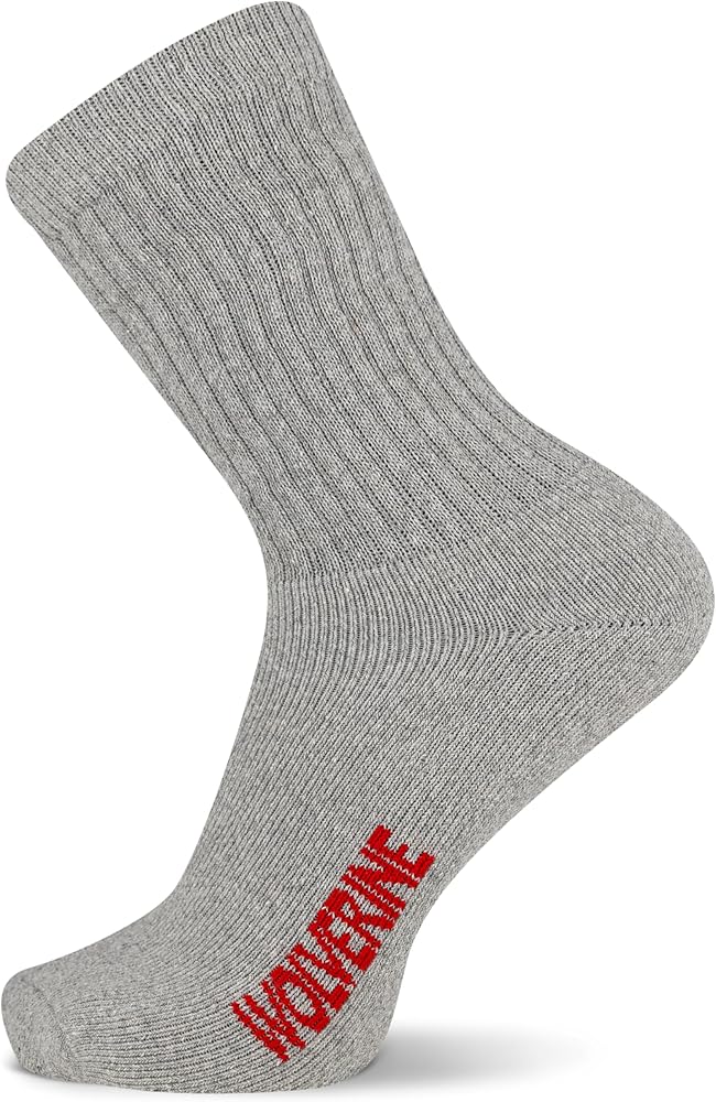 Wolverine Men's Cotton Boot Crew Socks - 4 Pairs - Breathable Cotton Cushioning