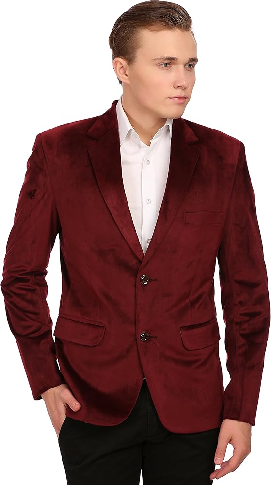 Wintage Men's Cotton Velvet Solid Party Blazer