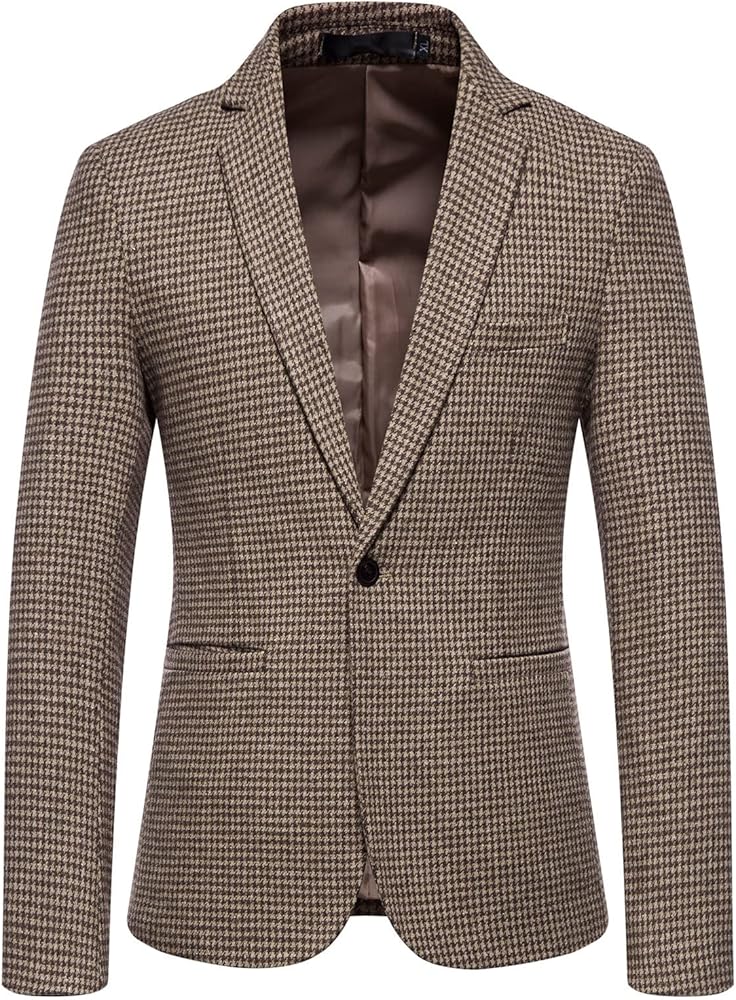 Men's Business Suit Jacket Casual Shawl Lapel Single Button Long Sleeve Woolen Daily Sport Coats & Blazers Tops