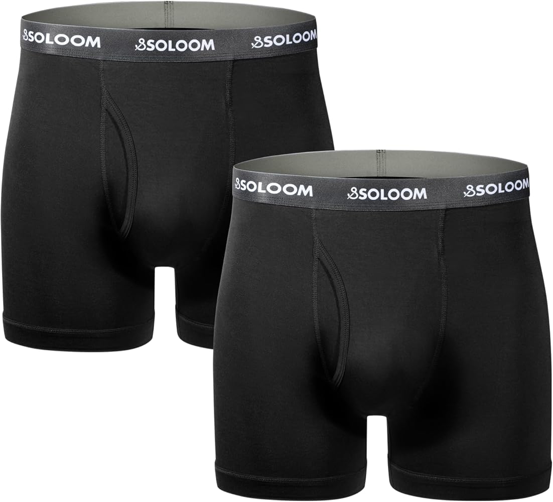 Mens Boxer Briefs, Moisture Wicking & Breathable Stretch Underwear For Men, Soft Full-Rise Mens Underwear 2 Pack