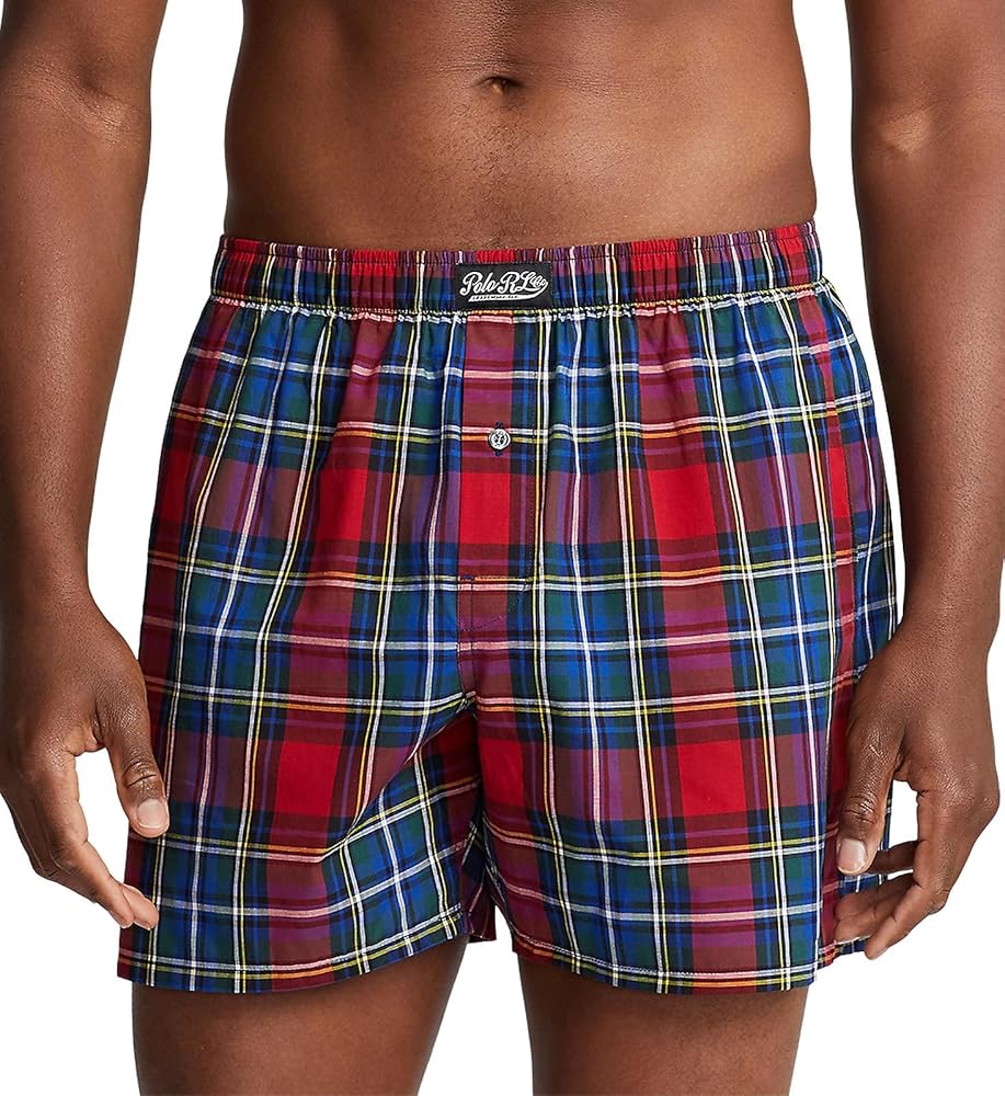 POLO RALPH LAUREN Men`s Plaid Woven Boxers (B(L169RL-AY4O)/B, Small)