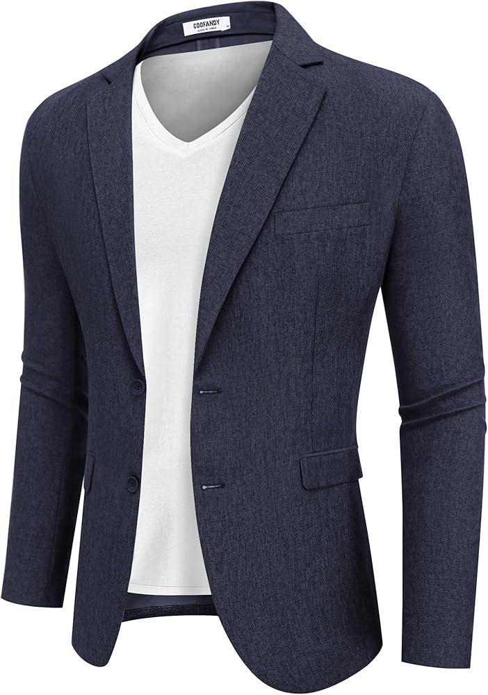 COOFANDY Men's Casual Blazer Two Buttons Lightweight Sport Coats Unlined Suit Jacket