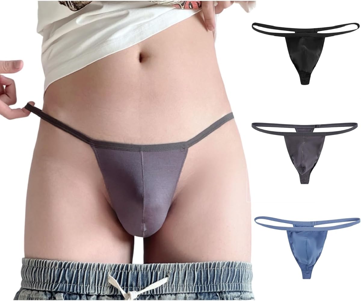 Men's Modal G-string Thong Low-Rise Sexy Breathable Soft Lightweight 3 Pack