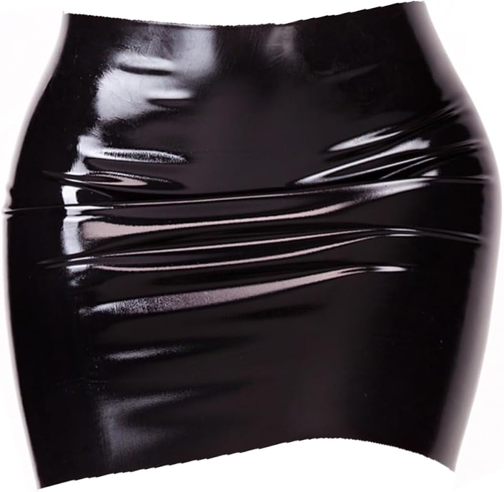 Women's Latex Rubber Gummi Black Mini Skirt