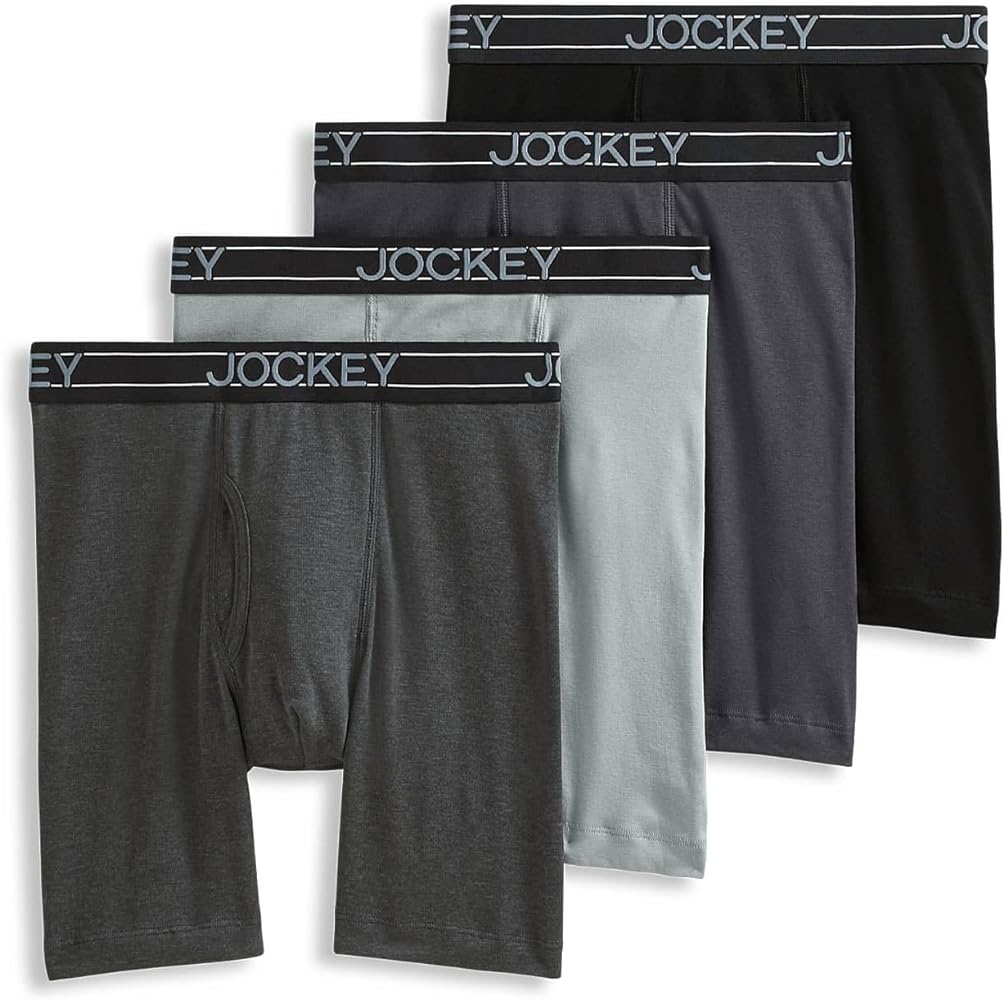 Jockey Men's Underwear Lightweight Cotton Blend 7" Long Leg Boxer Brief -