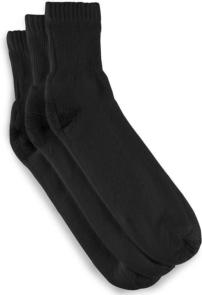 Harbor Bay by DXL Men's Big and Tall Continuous Comfort 3-pk Quarter Crew Socks Black