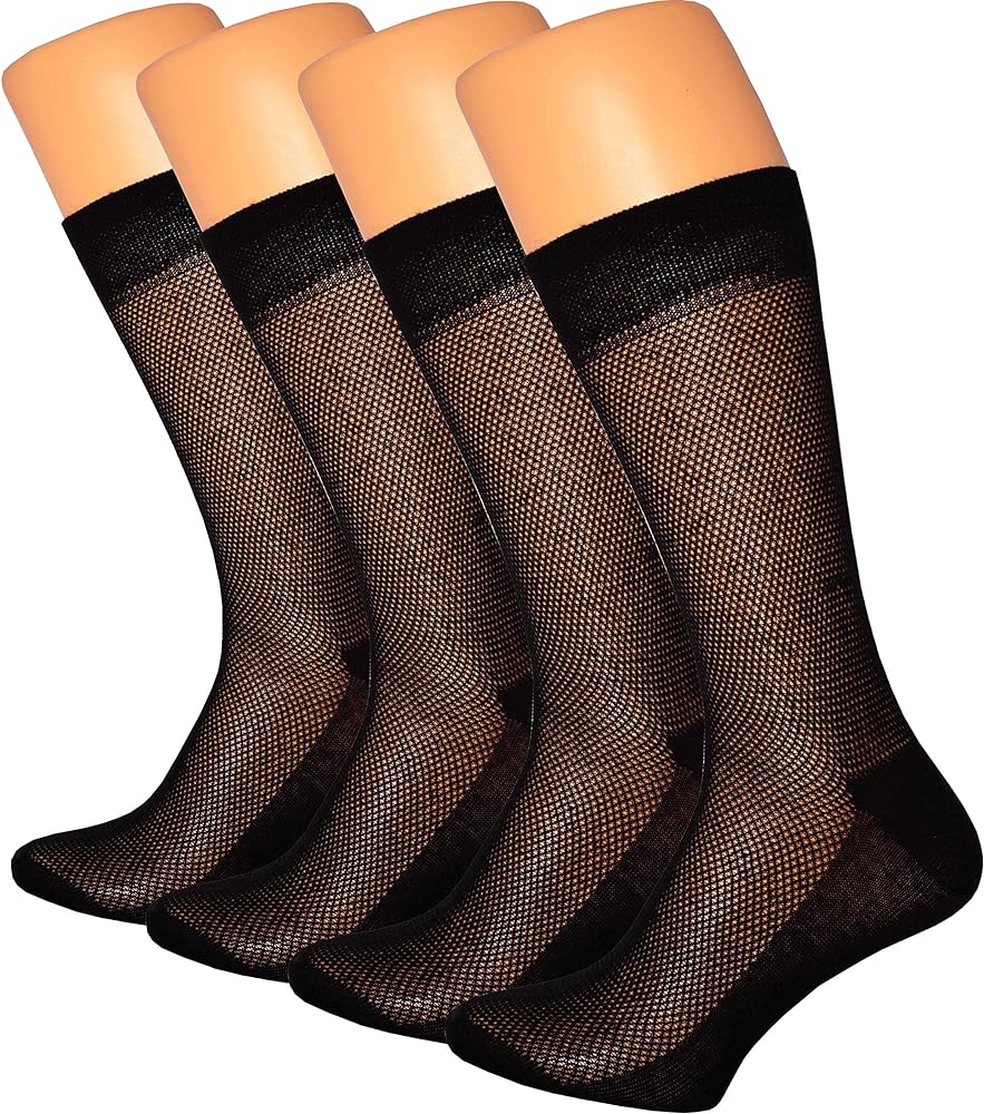 RONDO Ultra Thin Light Breathable Summer Cotton Dress Socks for Men 4 Pack