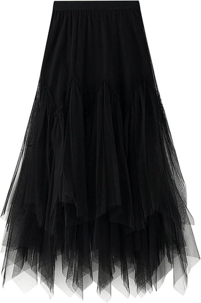 SANGTREE Women's Tutu Tulle A-Line Layered Mesh Midi Skirt, US XS - US 2XL