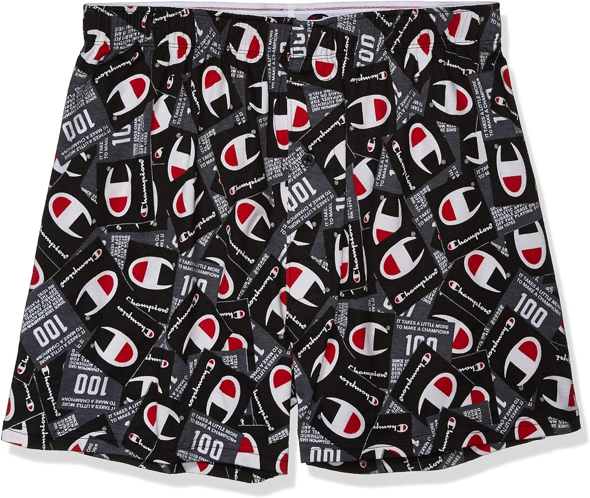 Champion Men's Joker Print Knit Boxer, Black, Large