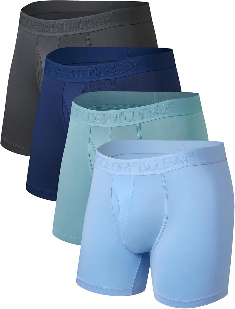 COLORFULLEAF Men’s Underwear Boxer Briefs Soft Short Leg Bamboo Underwear Trunks 3 Pack
