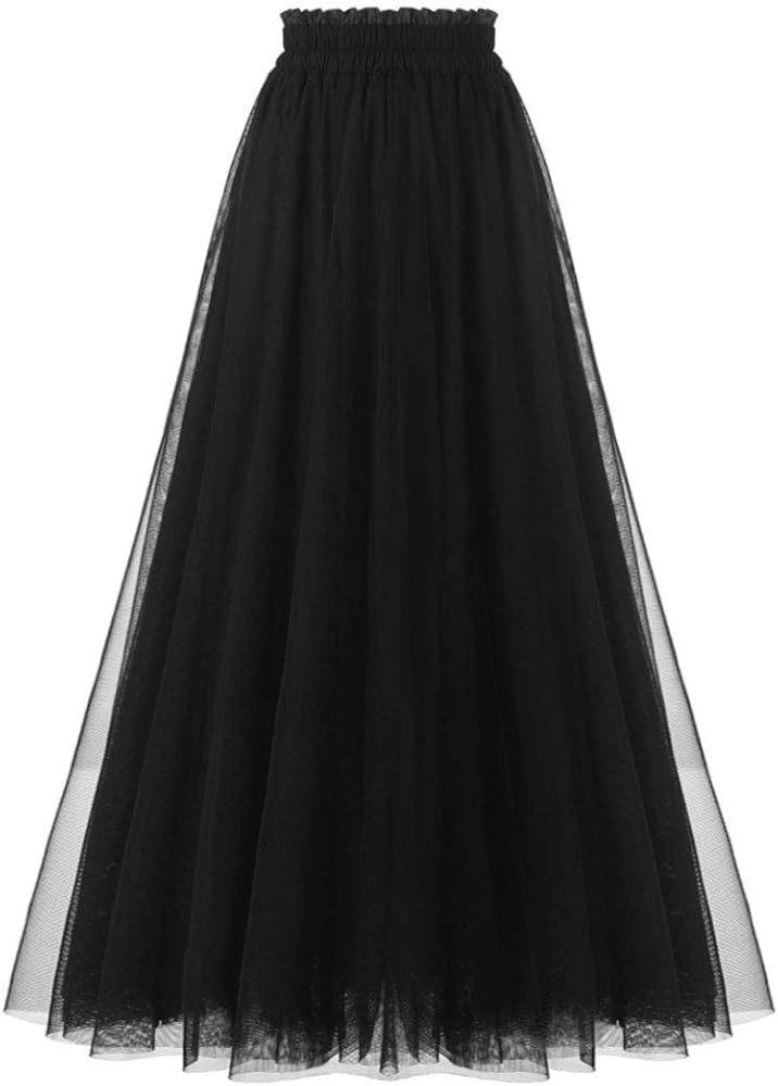 OBBUE Women's A Line Tulle Party Evening Tutu Skirts Tea Length