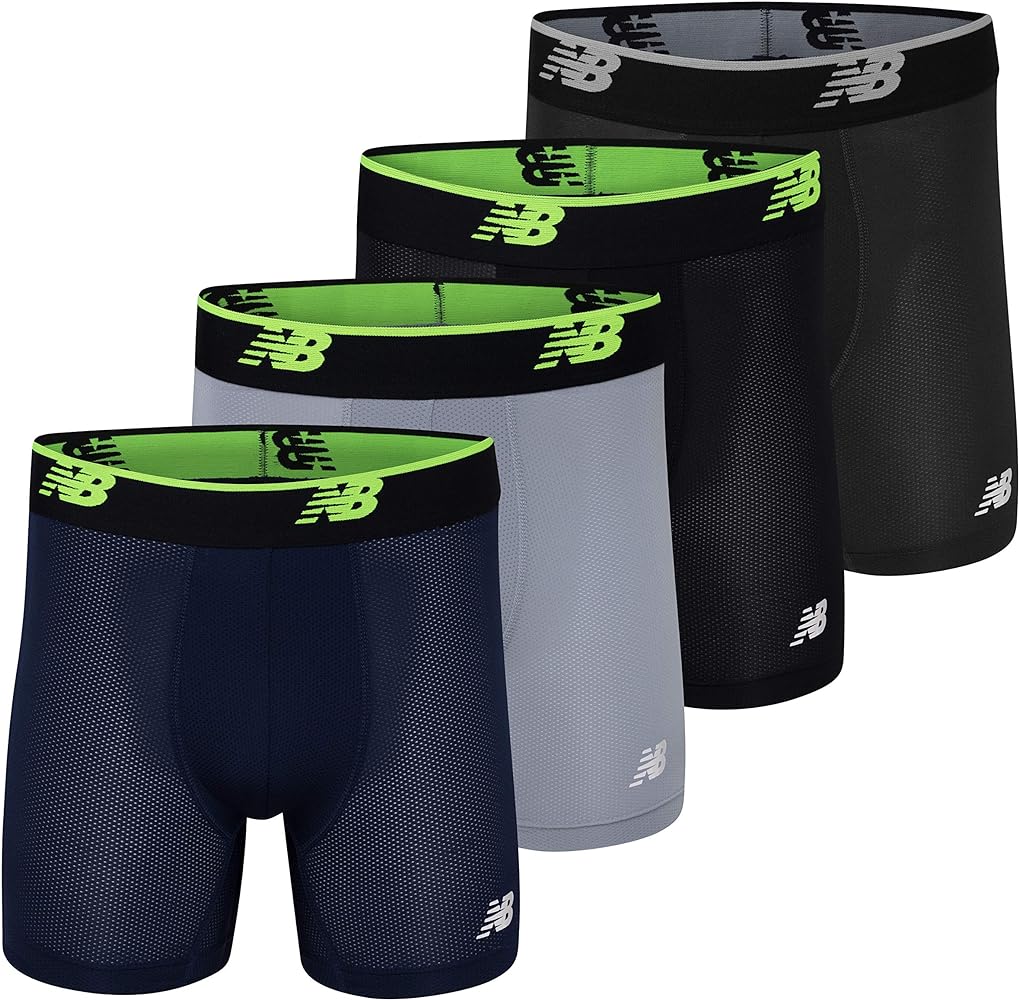 New Balance mens Mesh 5" No Fly Boxer Brief (4 Pack)