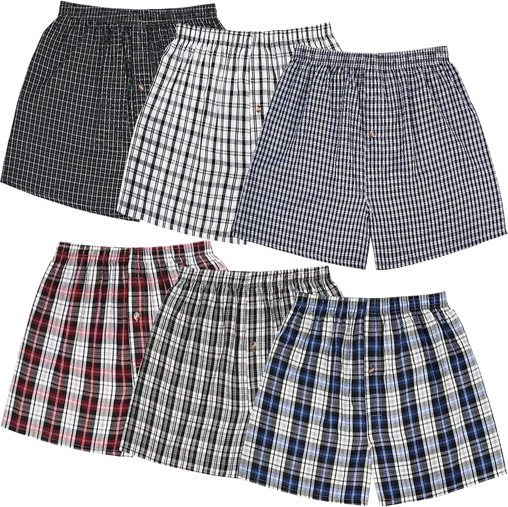 Men's Woven Boxers Underwear Pack Cotton Boxer Shorts Assorted Colors