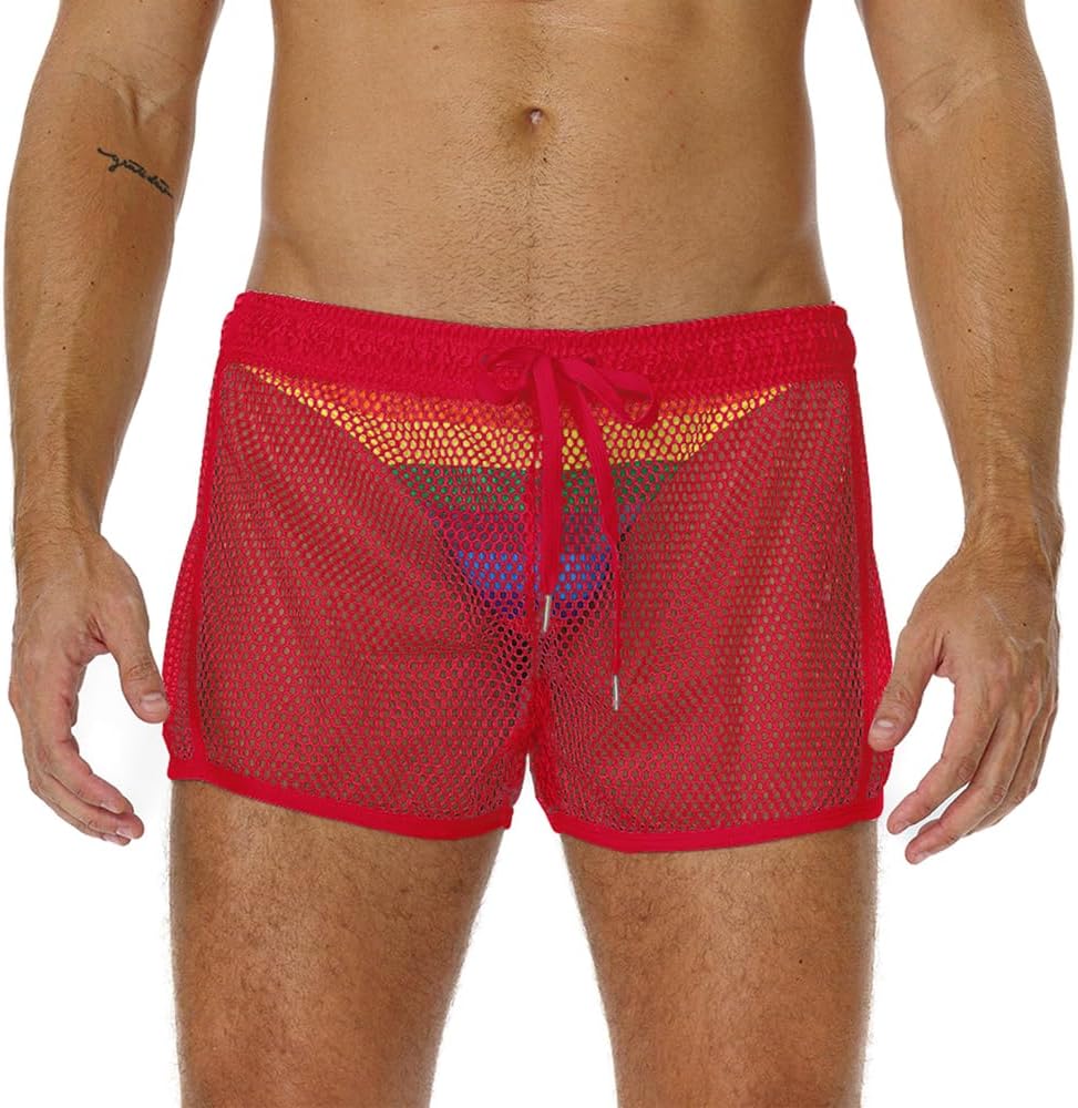 Mens Mesh Shorts Sexy Boxers See Through Boxers for Men