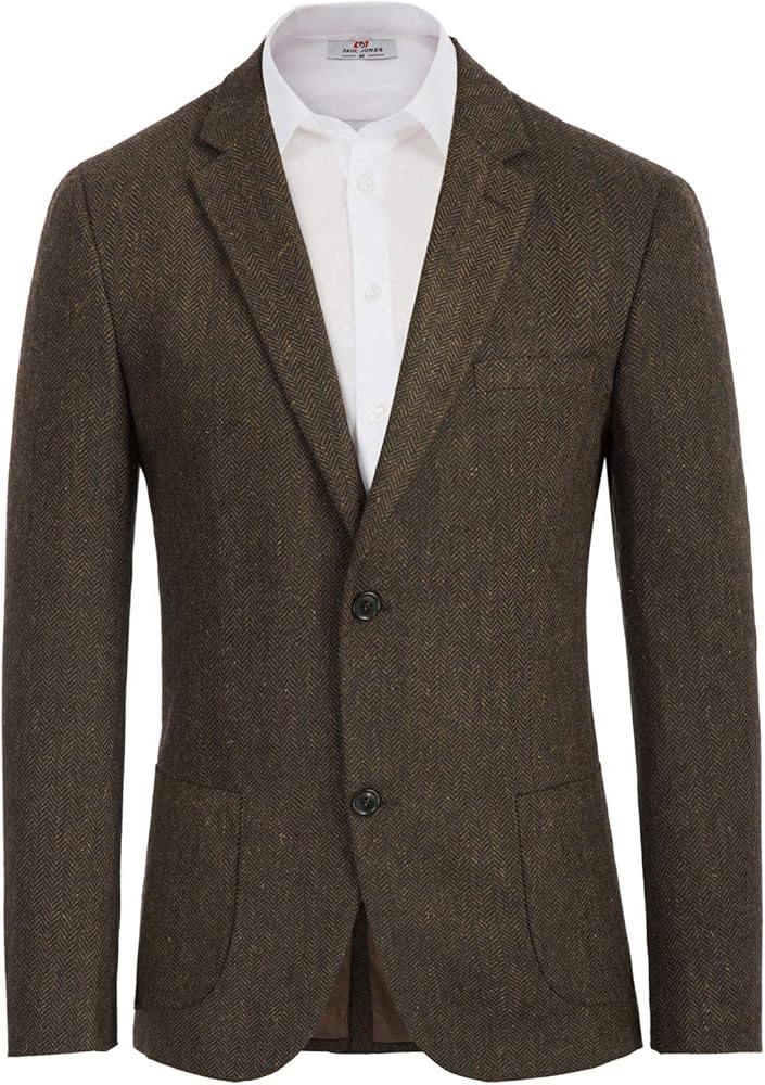 Herringbone Tweed Blazer British Wool Blend Sport Coat Jacket
