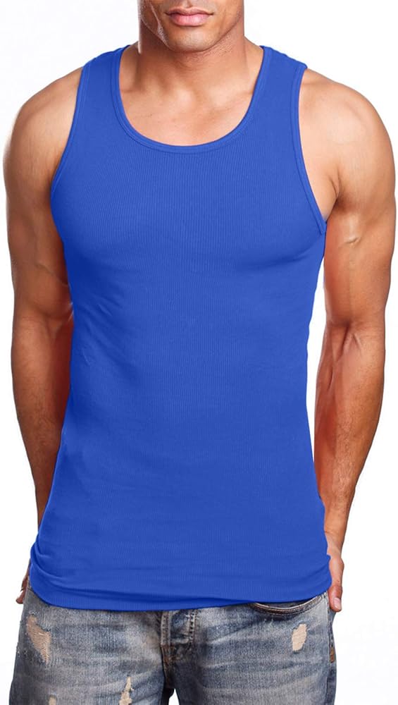 NE PEOPLE Men's Everyday Active Comfy Ribbed Knit Cotton A-Shirts Undershirts Sleeveless Tank Tops S-5XL