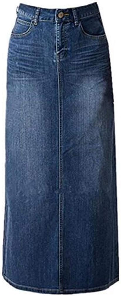 Women's Maxi Pencil Jean Skirt- High Waisted A-Line Long Denim Skirts for Ladies- Blue Jean Skirt