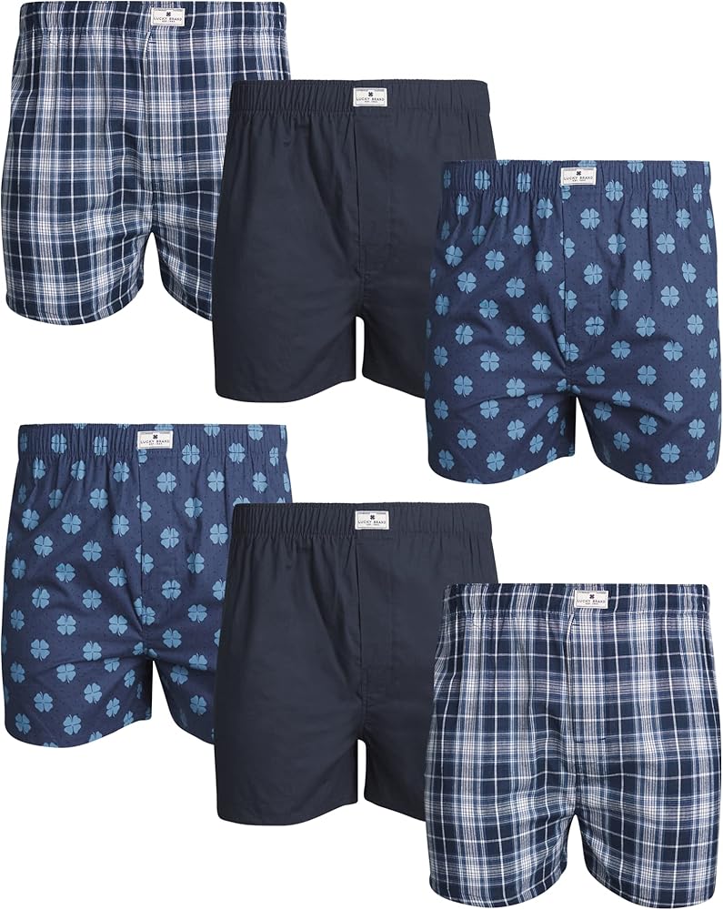 Lucky Brand Mens Classic Woven Boxers With Functional Fly Pack Of 6