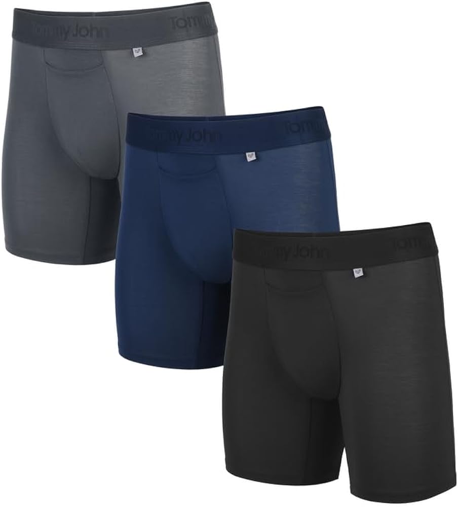Tommy John Men’s Mid-Length Boxer Brief 6” Underwear- Hammock Pouch for Support - Second Skin Fabric for Barely-there Comfort