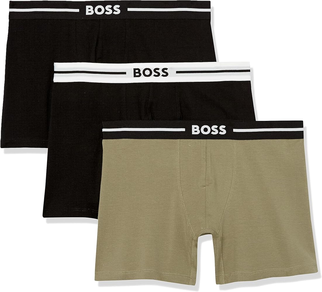 BOSS Men's 3-pack Bold Logo Cotton Stretch Boxer Briefs