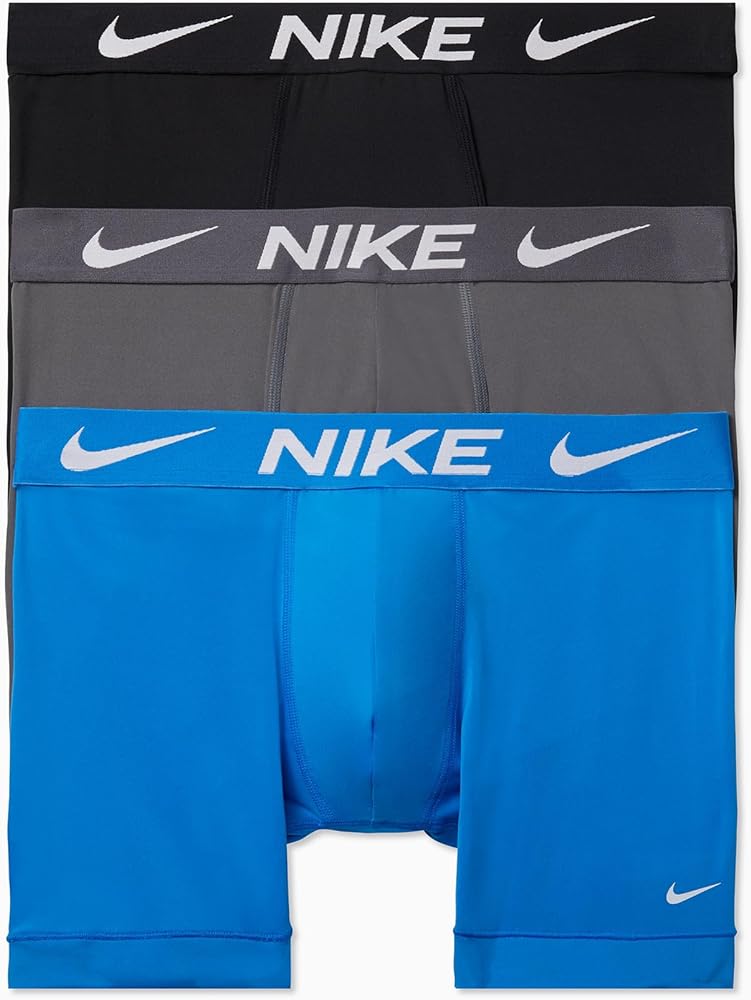 Nike Essential Micro Boxer Brief, Dri-FIT 3Pk, Photo Blue/Dark Grey/Black, Large
