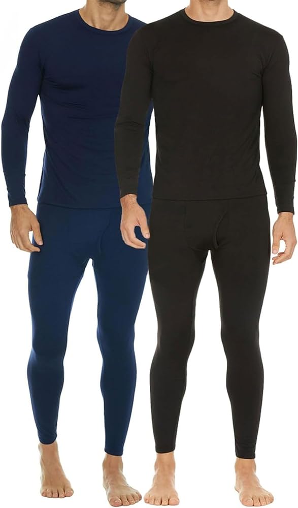 Thermajohn 2 Pack Thermal Underwear for Men Size M Navy & Black