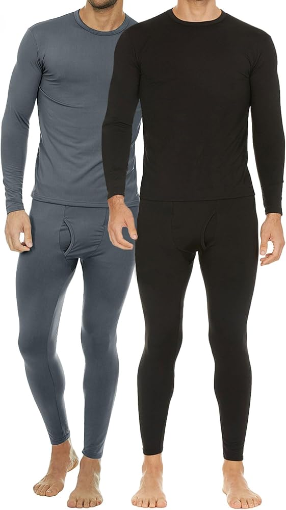 Thermajohn 2 Pack Thermal Underwear for Men Size M Black & Charcoal