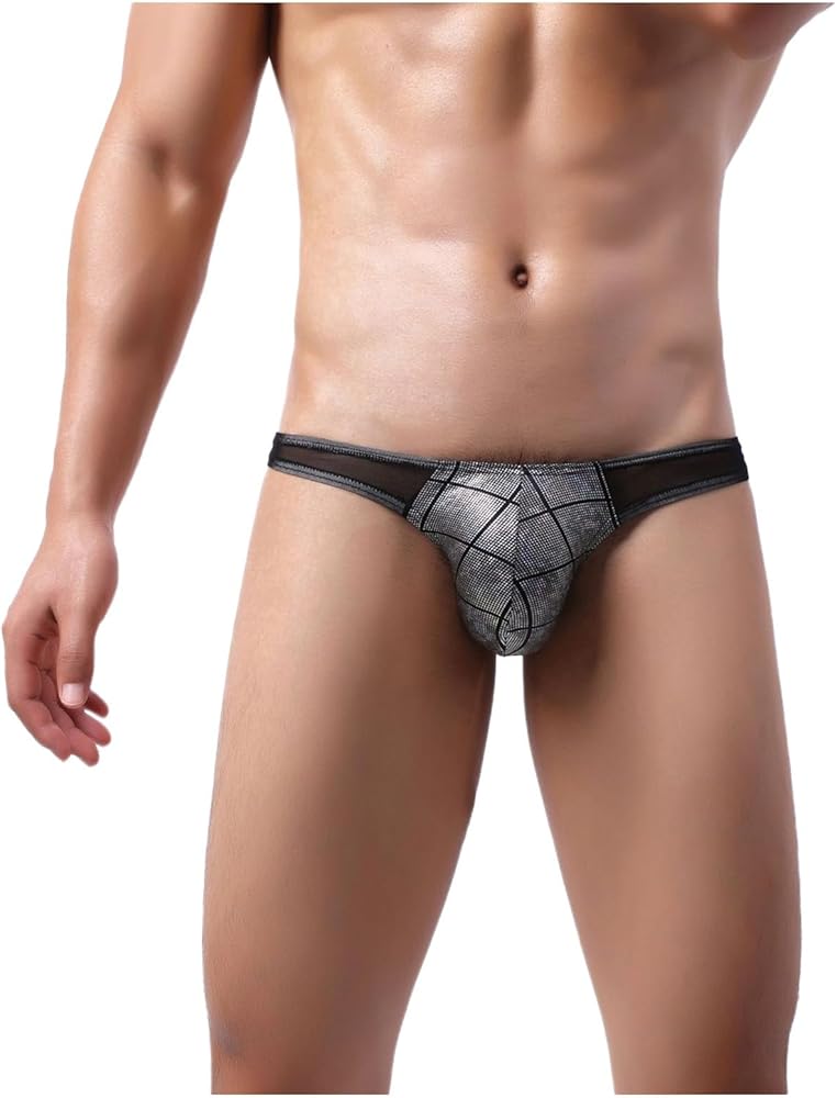 Mens Cheeky Underwear Casual Sexy Lace Patchwork Low Waist Breathable Underpants Covered Pouch Stretchy Panties Underwear