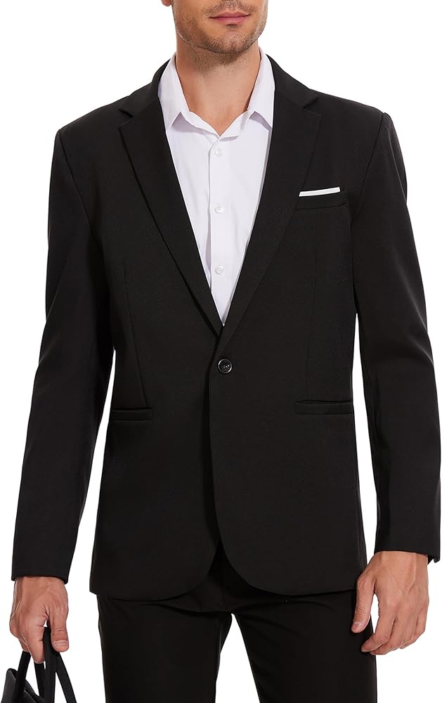 Men's Casual Blazer Jacket One Button Suit Jackets Slim Fit Lightweight Sport Coat