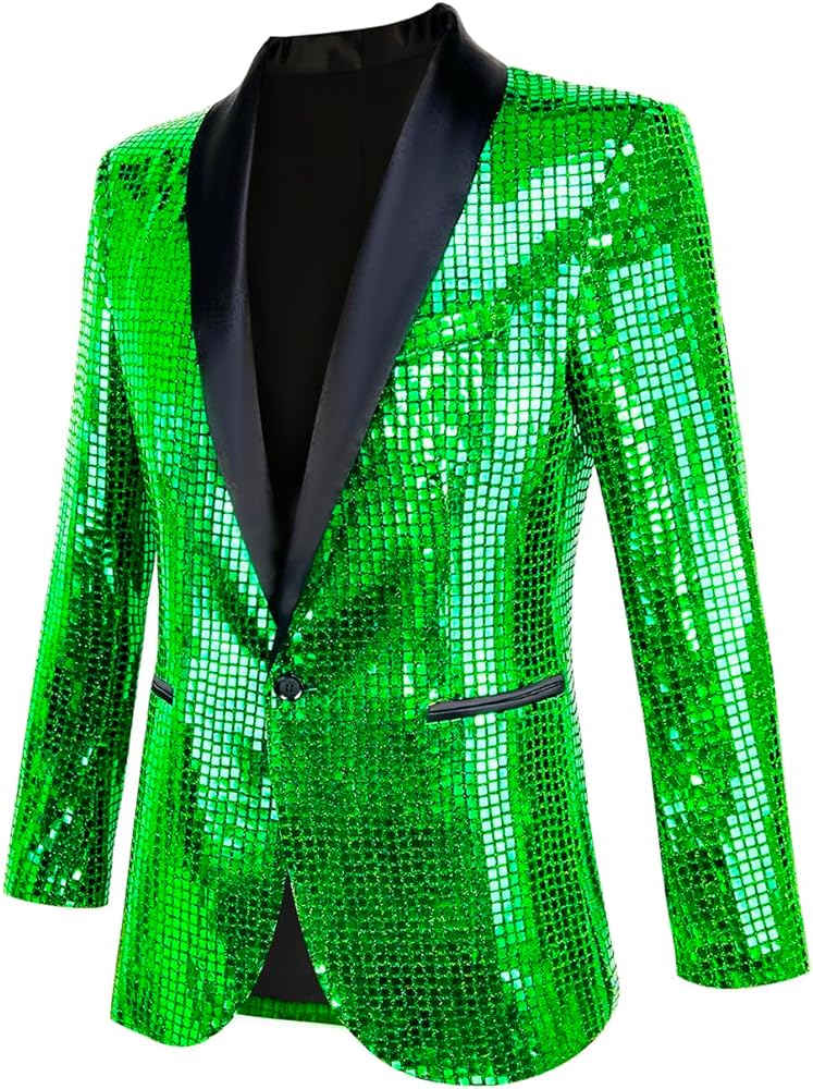 Sequin Blazer Metallic Suit Disco Prom Shiny Jacket Wedding Party Banquet Fashion Tuxedo for Mens Adult