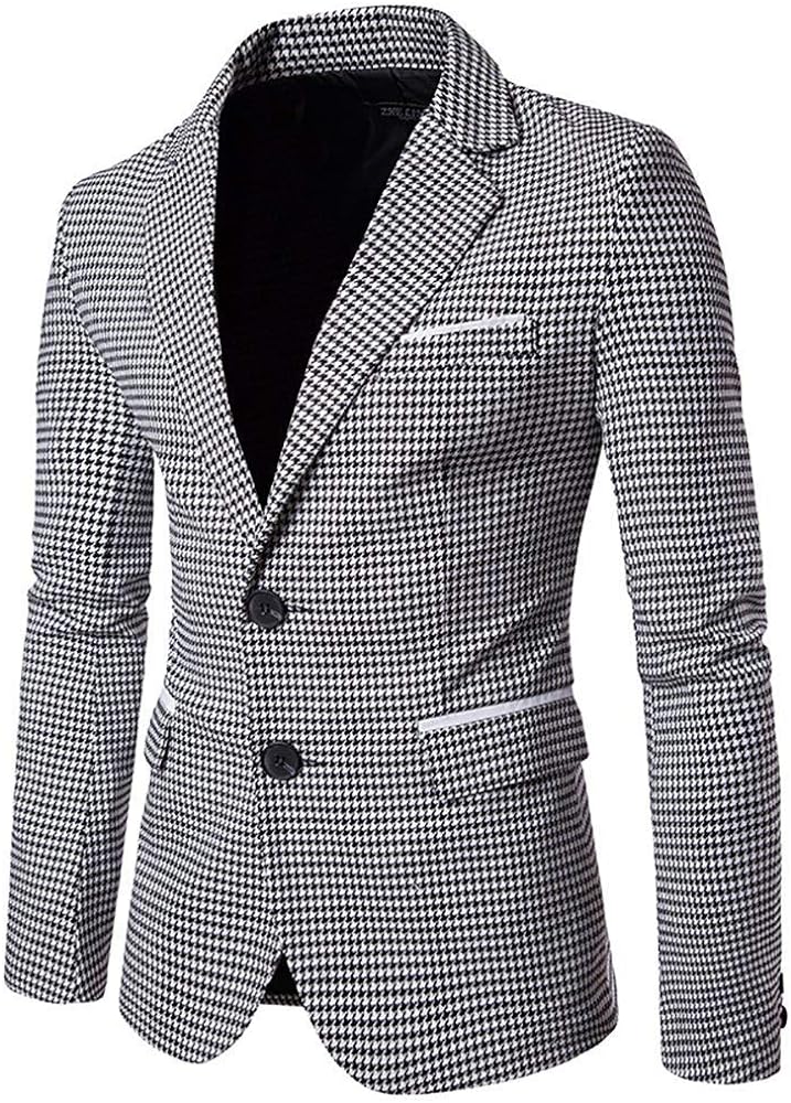 Cloudstyle Mens Clasic Fit Plaid Suit Jacket Single Breasted Daily Blazer Sport Coat