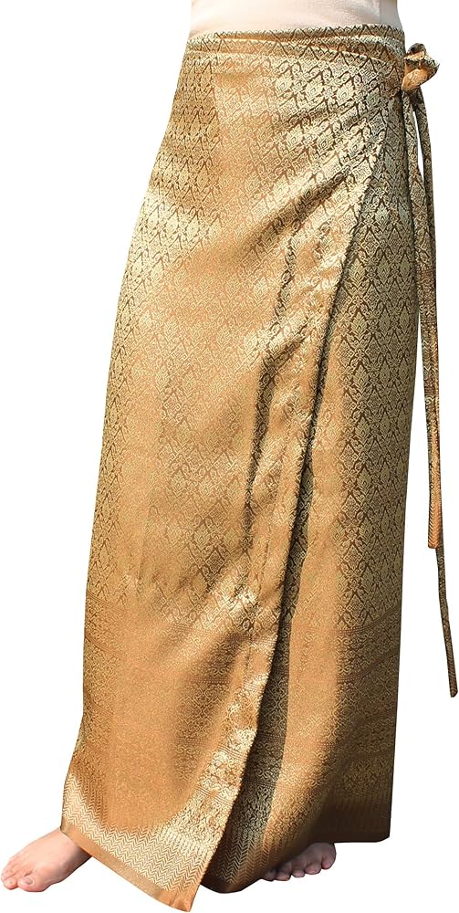 RaanPahMuang Brand Traditional Thailand Luxurious Silk Wrap Skirt Thai Formal Sarong