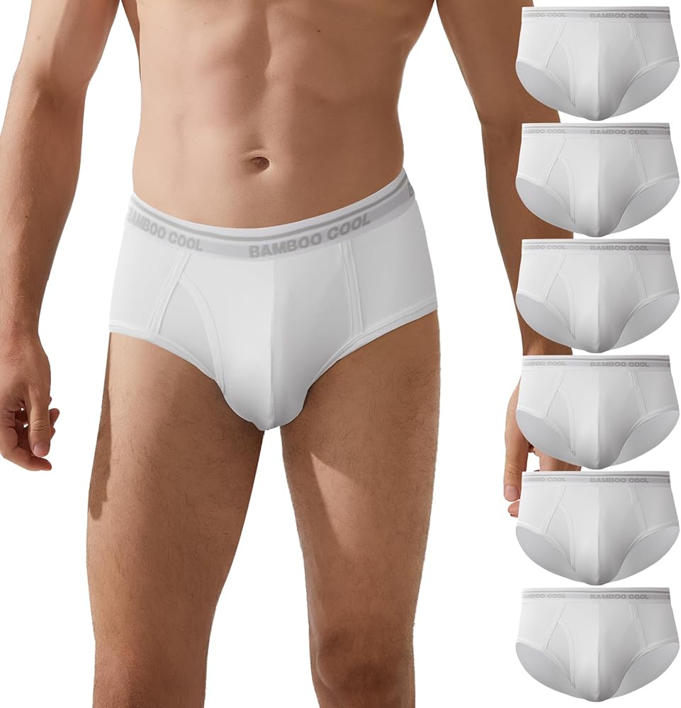 BAMBOO COOL Mens Underwear Briefs Open-fly Briefs Tagfree Breathable men’s Underwear 6 Pack