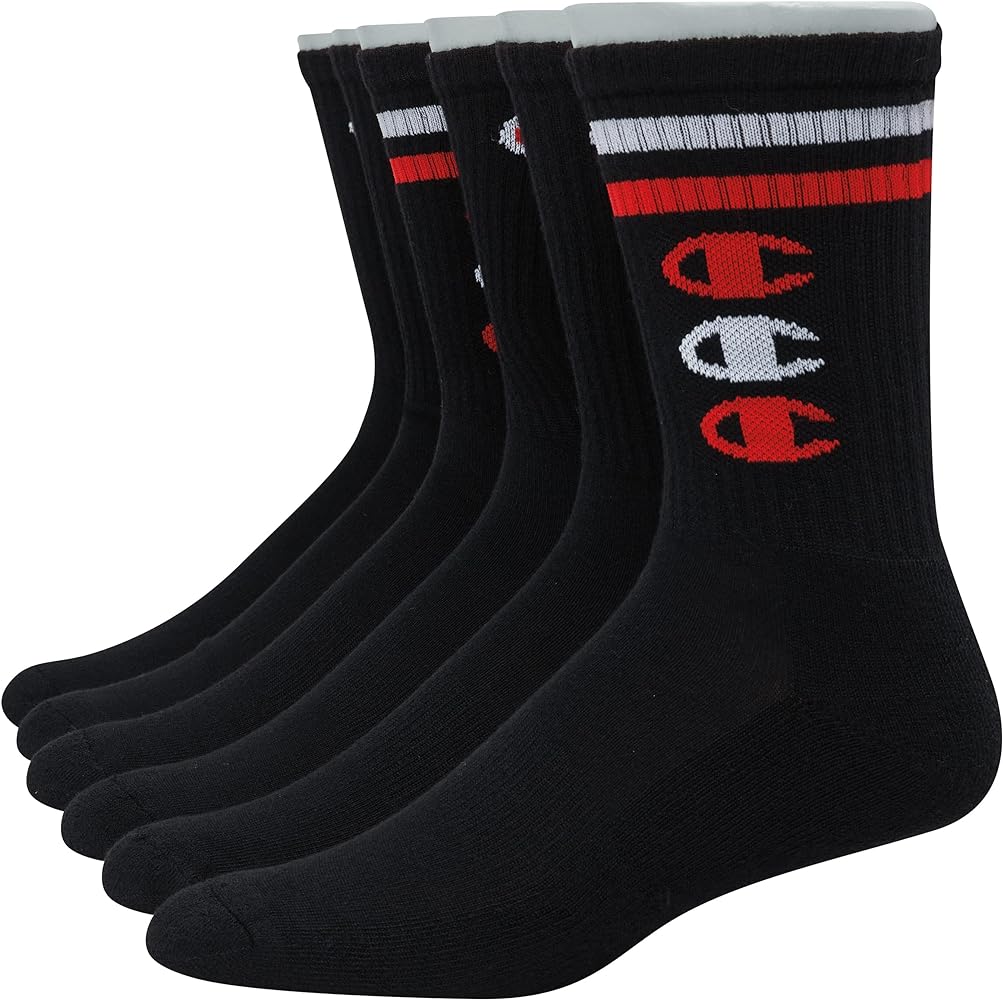 Champion Men's Double Dry Moisture Wicking Crew Socks; 6, 8, 12 Packs Available