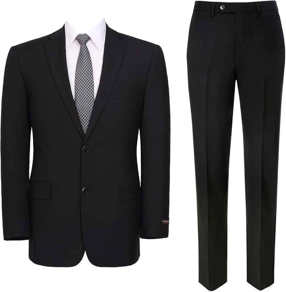 AMY ZHU Men's 2-Piece Classic Fit Suit Business Wedding Blazer Prom Tuxedo Jacket & Pants Set