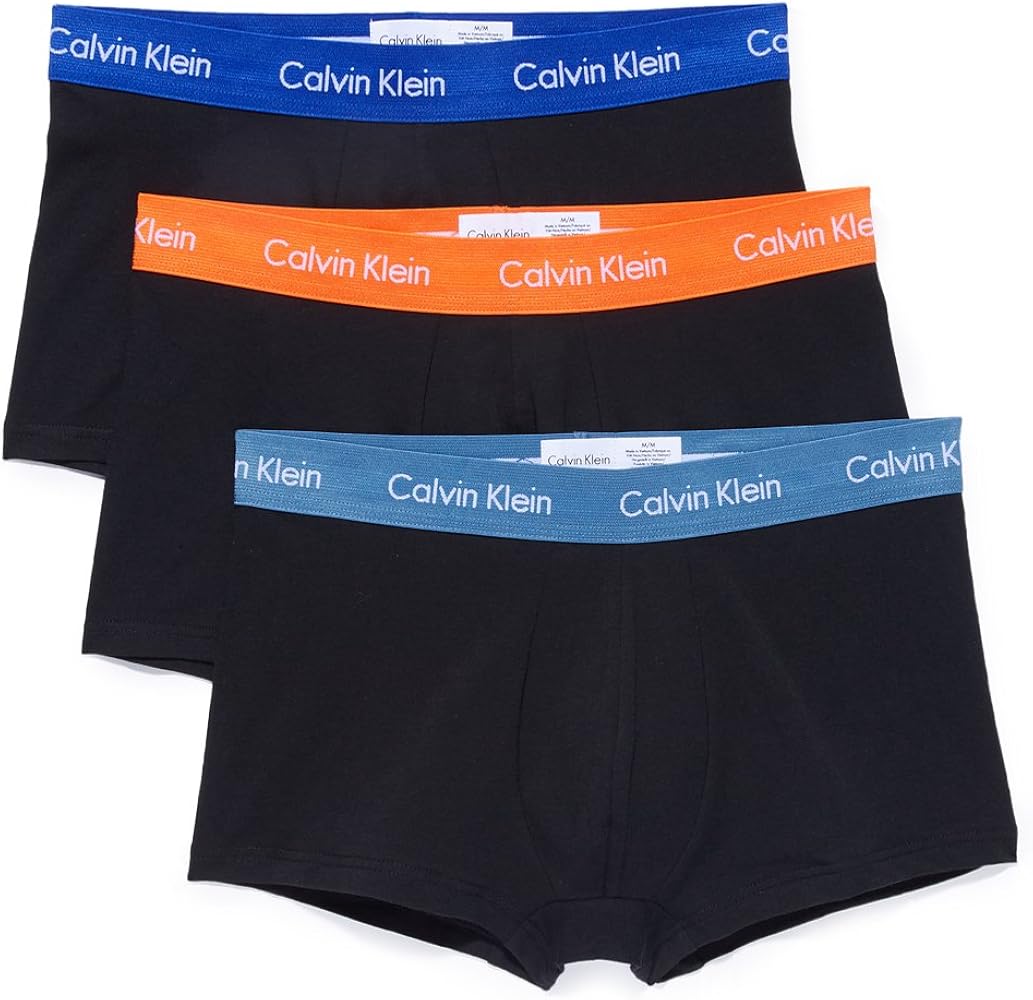 Calvin Klein Underwear Men's 3 Pack Cotton Stretch Low Rise Trunks, Black Multi, X-Large