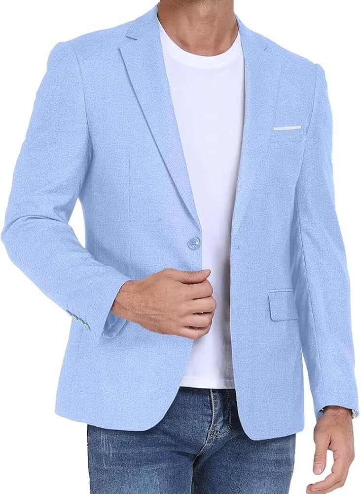 BONOW Men's Casual Blazer Jacket,Slim Fit Lightweight Sport Coats for Men One Button Bussiness Suit Jacket