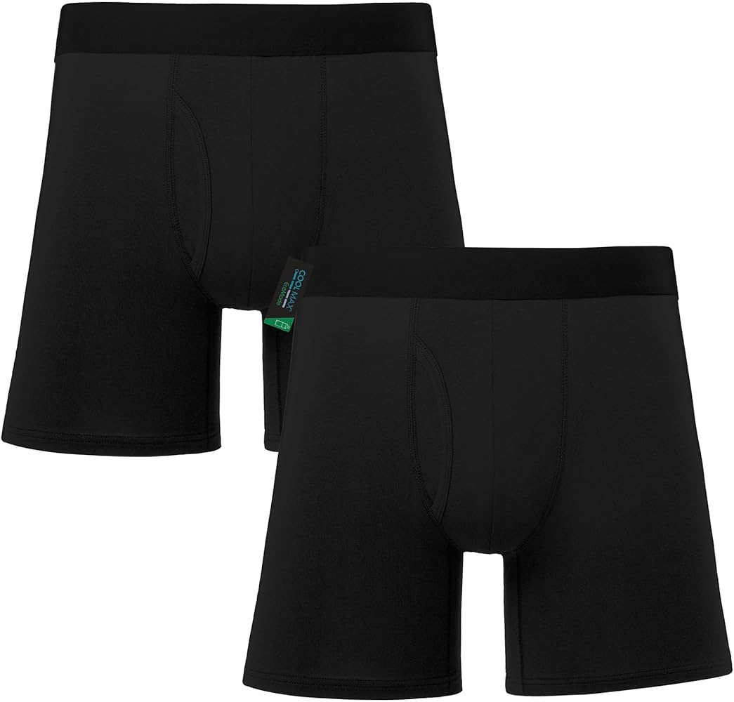 Coolmax Modal Mens Boxer Briefs Performance Moisture Wicking Cooling Breathable Underwear for Running Daily Wear