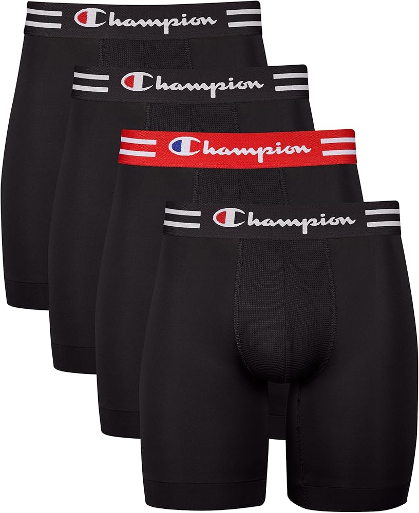 Champion Men's Boxer Briefs, Performance Stretch, Moisture Wicking, Multi-Pack