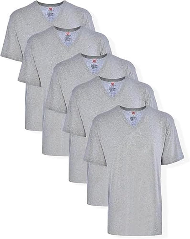 Hanes Men's ComfortSoft V-Neck Tee 5-Pack, Gray, X-Large