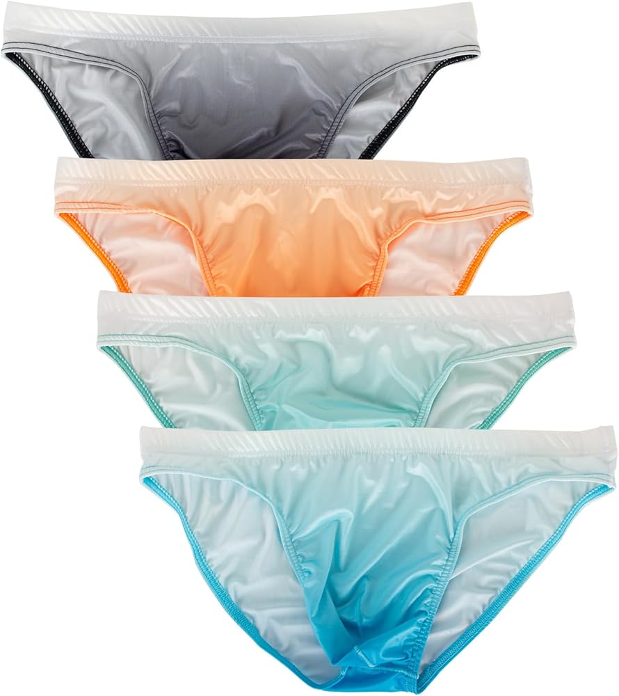 WINDAY Men Briefs Gradient Color Silk Low Rise Bikini Briefs and Breathable Underwear N2304