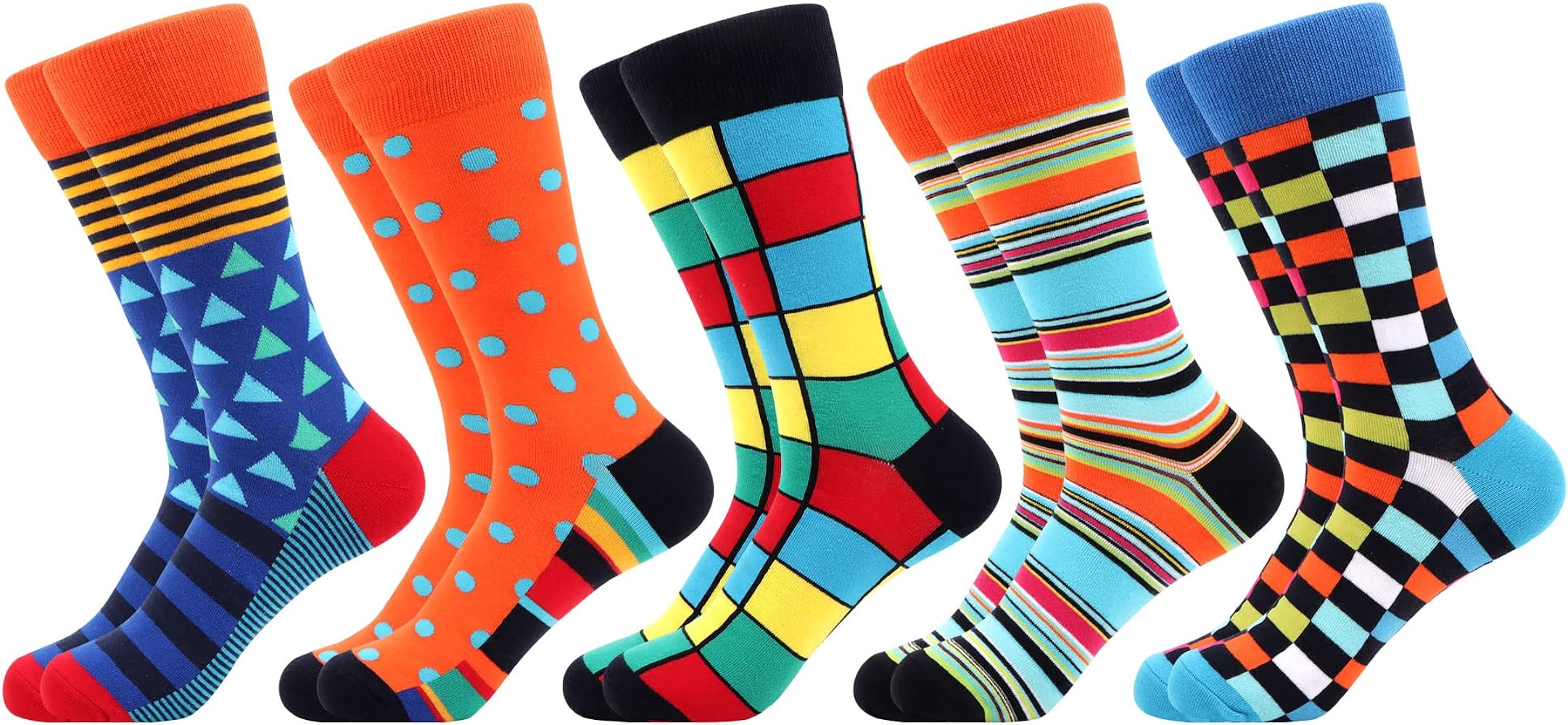 WeciBor Men's Dress Colorful Novelty Funny Casual Combed Cotton Crew Socks 5 Pack