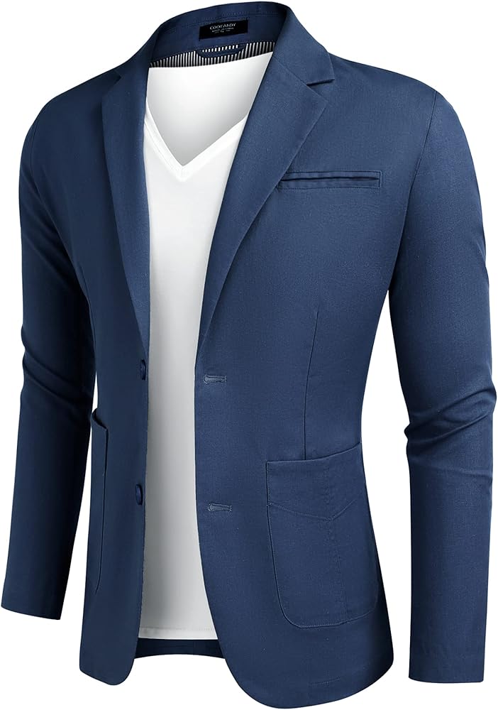 COOFANDY Men's Casual Linen Sport Coat Lightweight Travel Blazer Modern Suit Jacket