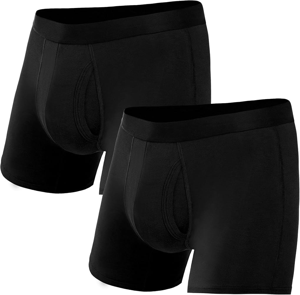 Bamboo Viscose Cotton Mens Boxer Briefs Anti-Chafing Moisture-Wicking Cooling Underwear for Sports & Daily Wear