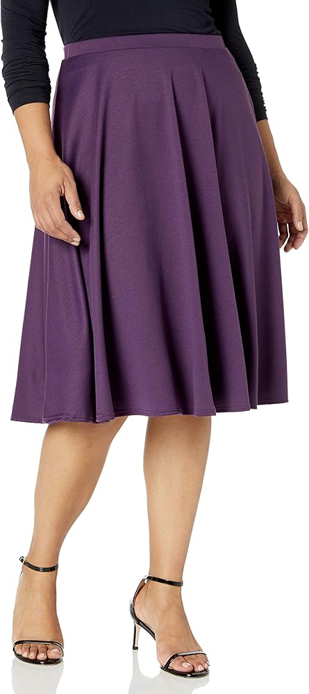 Star Vixen Women's Plus-Size Midi Full Skater Skirt, Purple, 1X
