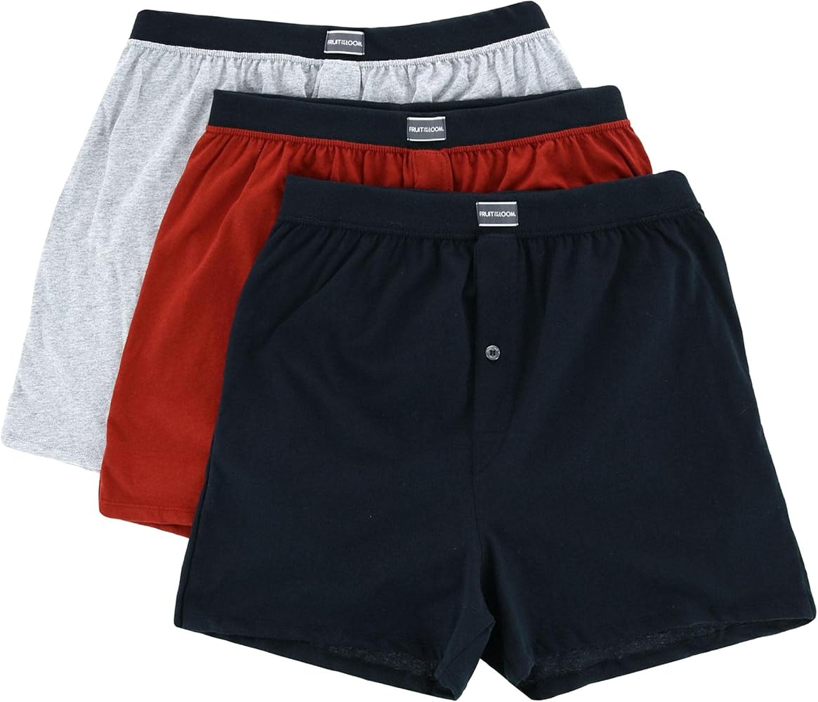 Fruit Of The Loom Mens Assorted Knit Boxers 3 Pack, XL, Assorted