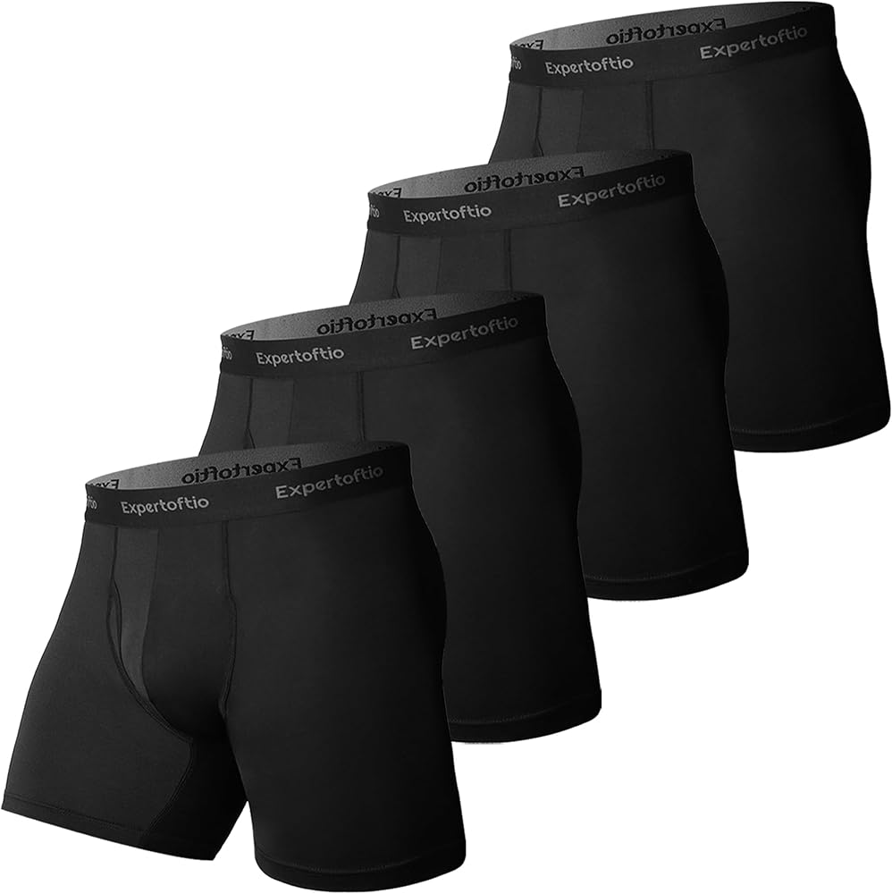Men's Underwear Boxer Briefs 6 Inch Moisture Wicking Underwear for Men Pack, Anting Chafing, Fly Pouch M