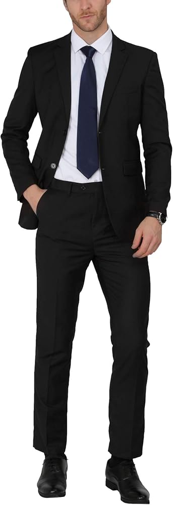 WEEN CHARM Men's Suits Slim Fit 2 Piece Two Button Blazer Wedding Prom Tuxedo Single Breasted Jacket Pants Set